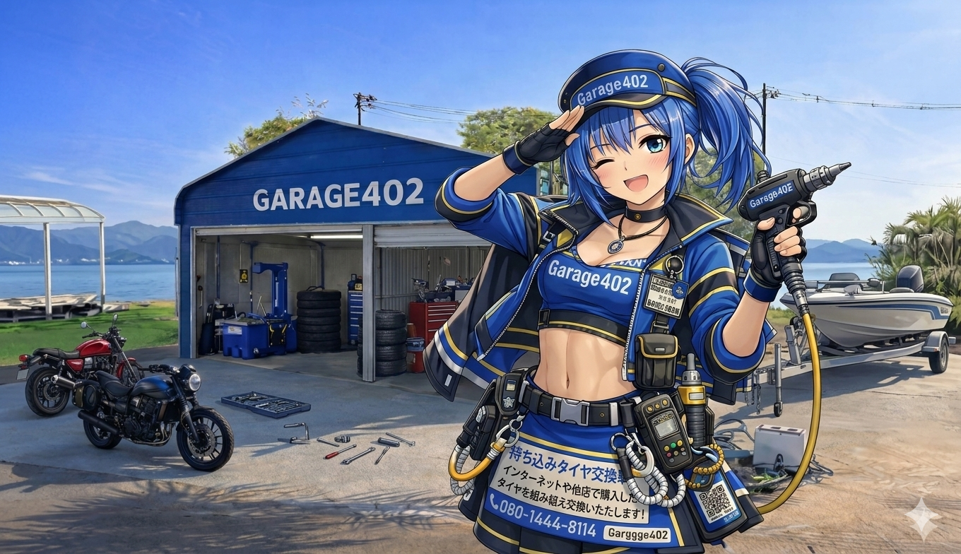 滋賀県　持ち込みタイヤ交換　【garage402】　近江八幡・持ち込みタイヤ　