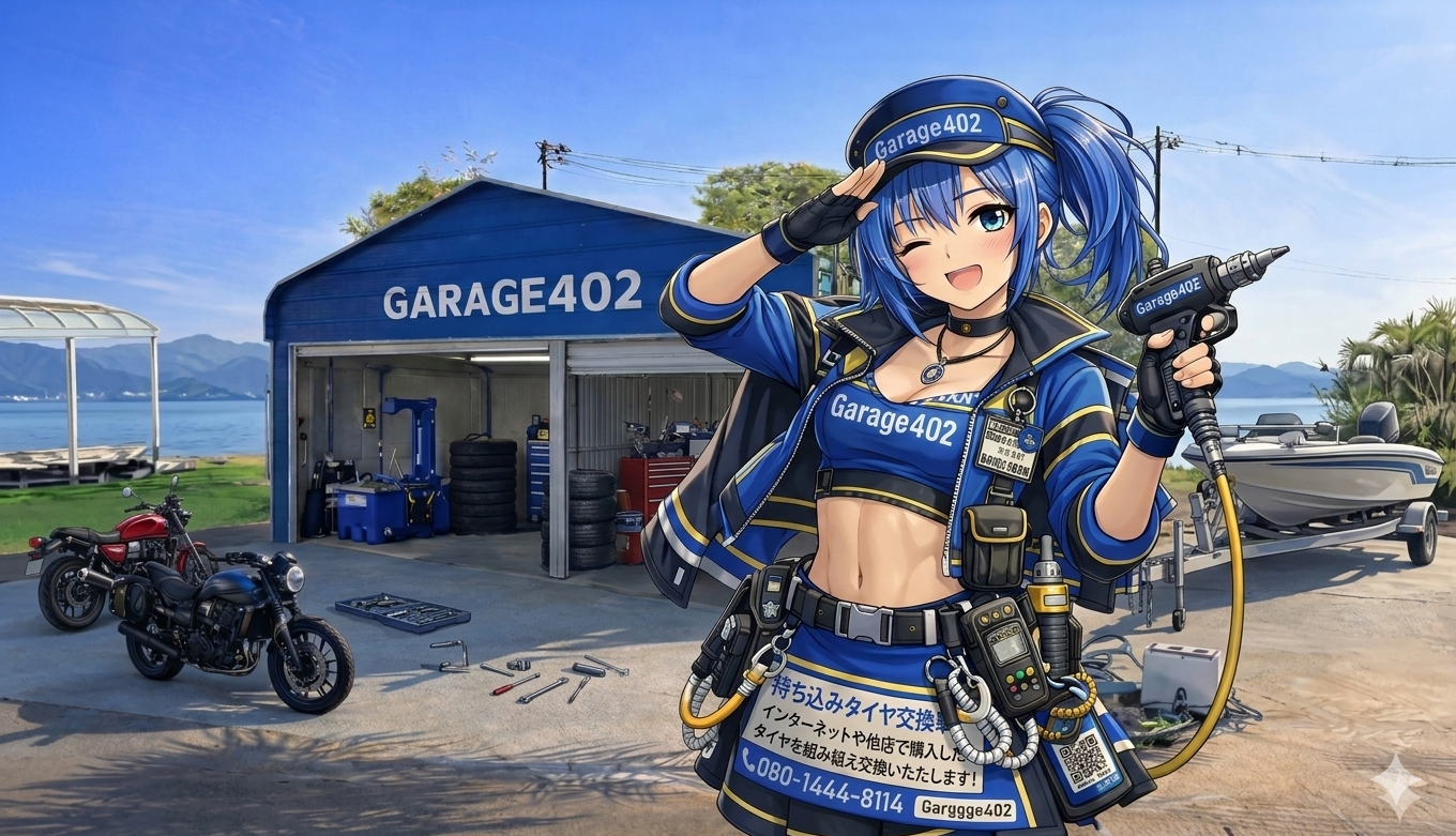 滋賀県　持ち込みタイヤ交換　【garage402】　近江八幡・持ち込みタイヤ　